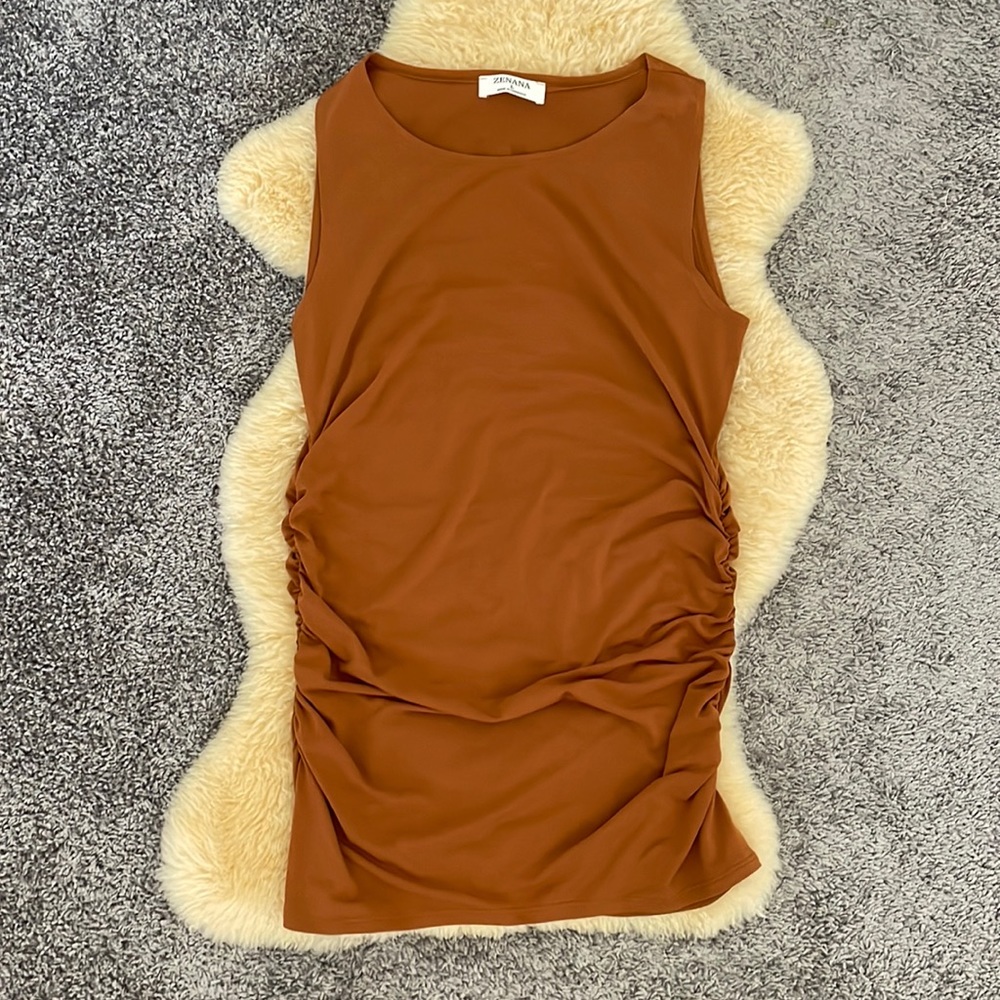 Zenana Ruched tunic tank